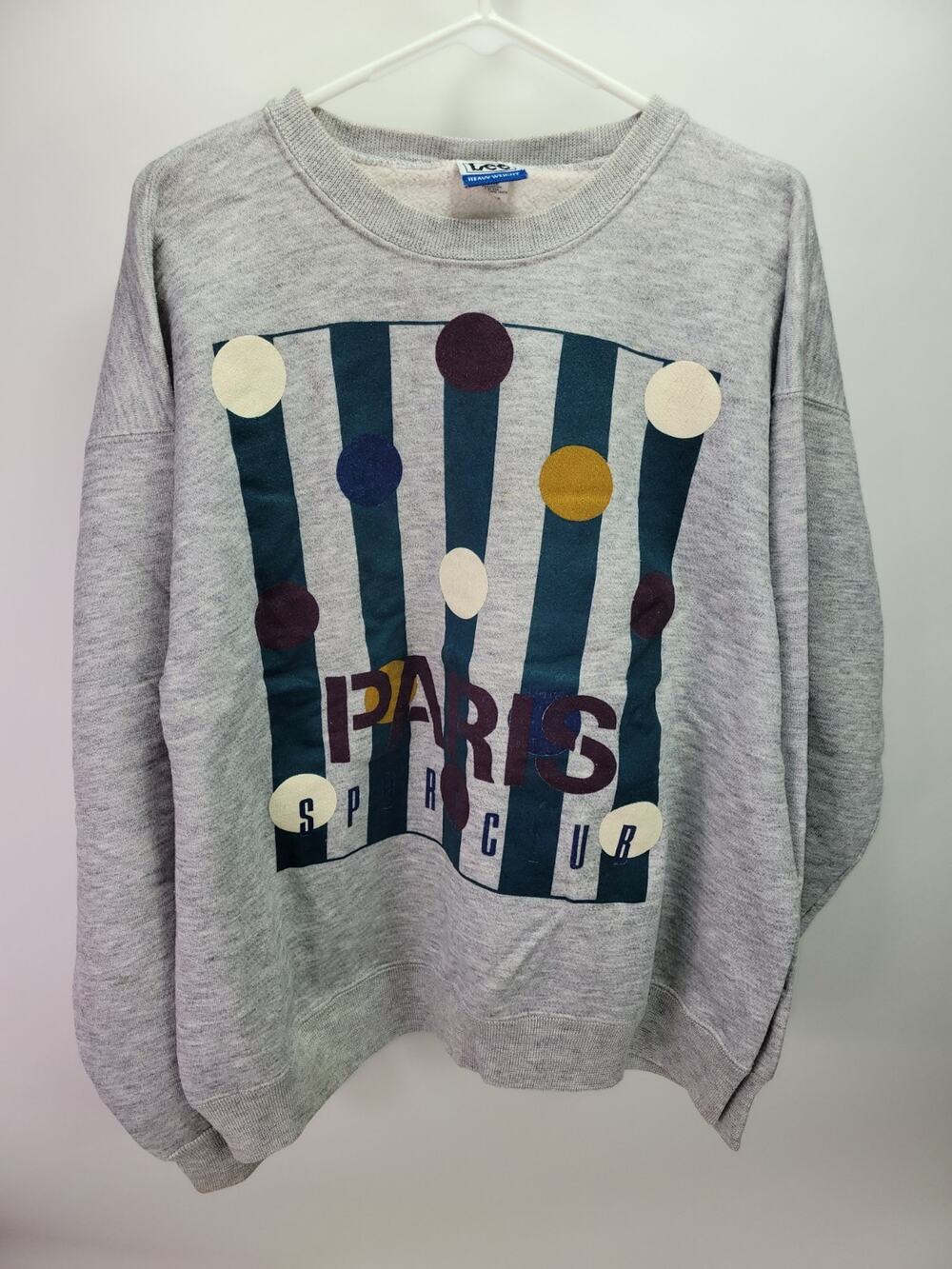 Vintage Paris Sporting Club Sweatshirt Sz XL Lee Heavyweight 90s Polka Dots